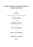 Factors that impact on whistle-blowing at a financial institution