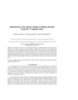 Optimization of the surface quality in illing achine  using PVC composite plate
