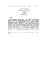 The Rastafarian movement in South Africa : a religion or way of life?