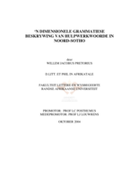 'n Dimensionele grammatiese beskrywing van hulpwerkwoorde in Noord-Sotho.