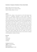 Introduction : contemporary orientations in African cultural studies