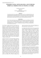 Towards living with meaning and purpose: Spiritual perspectives of people at work.