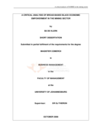 A critical analysis of broad-based black economic empowerment in the mining sector