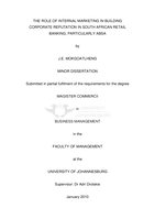 The role of internal marketing in building corporate reputation in South African retail banking, particularly ABSA
