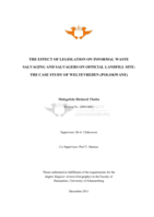 The effect of legislation on informal waste salvaging and salvagers on official landfill site : the case study of Weltevreden (Polokwane)