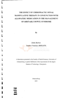 The effect of chiropractic spinal manipulative therapy in conjunction with allopathic medication in the management of irritable bowel syndrome