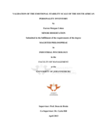 Validation of the emotional stability scale of the South African personality inventory