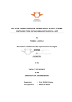 Isolation, characterisation and biological activity of some compounds from rapanea melanophloeos (L.) Mez.