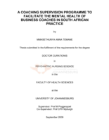 A coaching supervision programme to facilitate the mental health in business coaches in South African practice