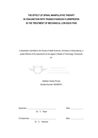 The effect of spinal manipulative therapy in conjunction with transcutaneous flurbiprofen in the treatment of mechanical low back pain