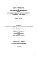Some attributes of South African incubators for new, independent, high-technology business ventures