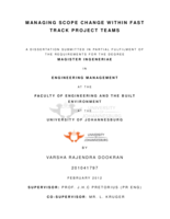 Managing scope change within fast track project teams