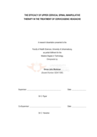 The efficacy of upper cervical manipulative therapy in the treatment of cervicogenic headache