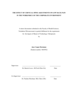 The effect of cervical spine adjustments on low back pain in the workforce of the corporate environment
