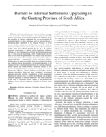 Barriers to informal settlements upgrading in the Gauteng province of South Africa