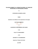 The development of a predictive model of turnover intentions of professional nurses.