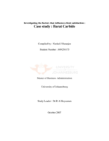 Investigating the factors that influence client satisfaction: case study, Barat Carbide