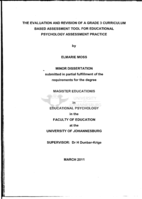 The evaluation and revision of a grade 3 curriculum based assessment tool for educational psychology assessment practice