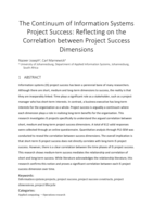 The continuum of Information Systems project success : reflecting on the correlation between project success dimensions