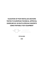 Validation of post-installed anchors tested to European technical approval guideline 001 in South African concrete using portable test equipment