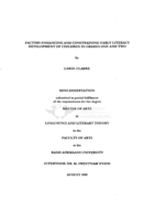Factors enhancing and constraining early literacy development of children in grades one and two
