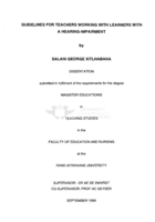 Guidelines for teachers working with learners with a hearing-impairment