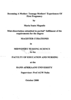 Becoming a mother : teenage mothers' experiences of first pregnancy