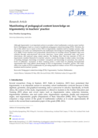 Manifesting of pedagogical content knowledge on trigonometry in teachers’ practice