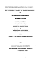 Monitoring and evaluation of a women's empowerment project at Ga-Matamanyane