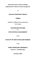 School governance capacity building : implications for effective school management