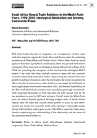 South Africa-Russia trade relations in the Mbeki-Putin Years, 1999-2008 : ideological minimalism and growing commercial flows