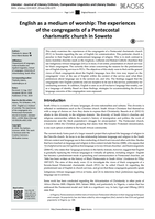 English as a medium of worship : the experiences of the congregants of a Pentecostal charismatic church in Soweto