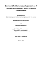 Service and relationship quality perceptions of parents in an independent school in Gauteng