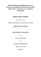 Transition from a mainstream school to a school for learners with special educational needs (LSEN): a case study of a learner's experience