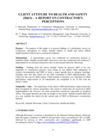 Client attitude to health and safety (H&S) - a report on contractor's perceptions