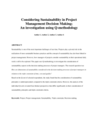 Considering sustainability in project management decision making; an investigation using Q-methodology