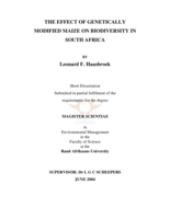 The effect of genetically modified maize on biodiversity in South Africa