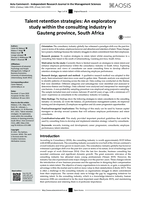 Talent retention strategies : an exploratory study within the consulting industry in Gauteng province, South Africa