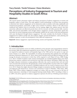 Perceptions of Industry Engagement in Tourism and Hospitality studies in South Africa