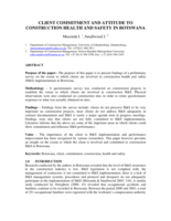 Client commitment and attitude to construction health and safety in Botswana