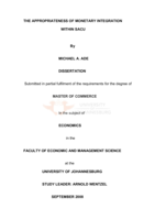 The appropriateness of monetary integration within SACU