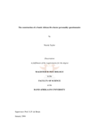 The construction of a South African five-factor personality questionnaire