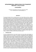 Intrapreneurial orientation in the transport industry : a pilot study