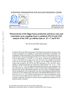 Measurements of the Higgs boson production and decay rates and constraints on its couplings from a  combined ATLAS and CMS analysis of the LHC pp collision data at √s = 7 and 8 TeV