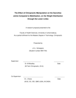The effect of chiropractic manipulation on the sacroiliac joints compared to mobilisation, on the weight distribution through the lower limbs