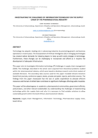 Investigating the challenges of information technology on the supply chain of the pharmaceutical industry