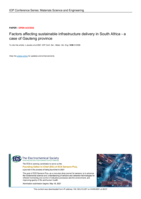 Factors affecting sustainable infrastructure delivery in South Africa - a case of Gauteng province