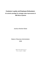 Customer Loyalty and Employee Enthusiasm: an eclectic paradigm for strategic sales improvement at MB Silicon Systems