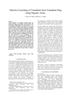 Selective leaching of vanadium from vanadium slag using organic acids