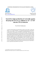 Search for single production of vector like quarks decaying into Wb in pp collisions at √s = 13 TeV with the ATLAS detector